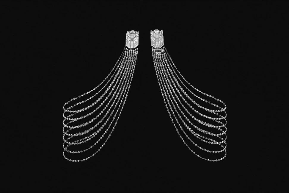 <p>The Silhouette transformable necklace, part of the Boucheron Histoire de Style ‘Nom: Boucheron Prénom: Frédéric’ High Jewellery collection, can be worn in multiple ways, including as a shoulder adornment, sautoir necklace, a choker or as a pair of bracelets</p>