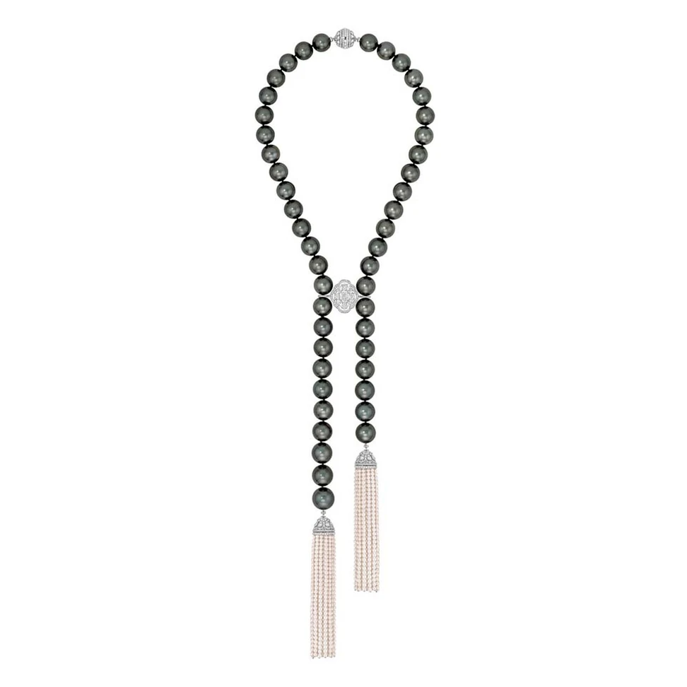 <p>Chanel Perles de Nuit necklace in white gold, from the Perles de Chanel collection, set with brilliant-, cushion-, pear- and oval-cut diamonds, 47 Tahitian cultured pearls and 1,362 Japanese cultured pearls</p>