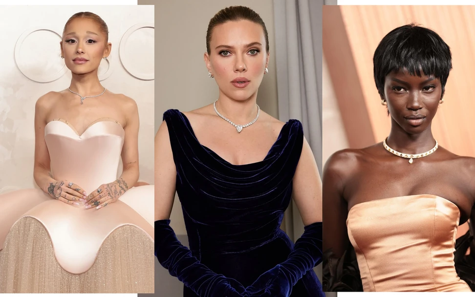 <p>Ariana Grande, Scarlett Johansson and model Anok Yai wearing De Beers Jewellery at the 97th Annual Academy Awards 2025</p>
