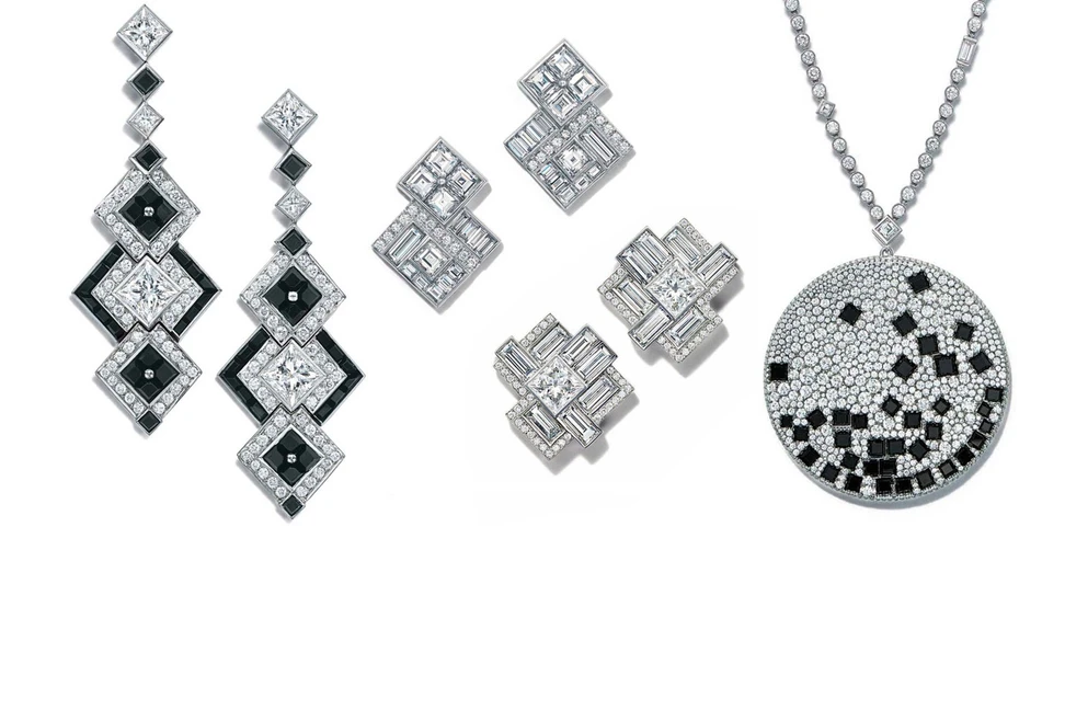 <p>Diamond and onyx jewellery from Tiffany&amp;Co Masterpieces 2015 collection</p>
