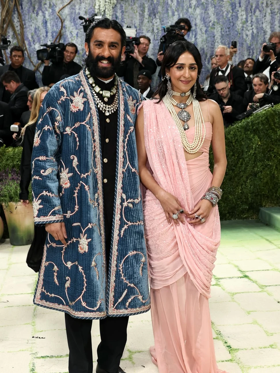 <p>Princess Gauravi layered pearl necklaces from The Gem Palace in Jaipur, a kundan<em> </em>choker and heritage bangles</p>
