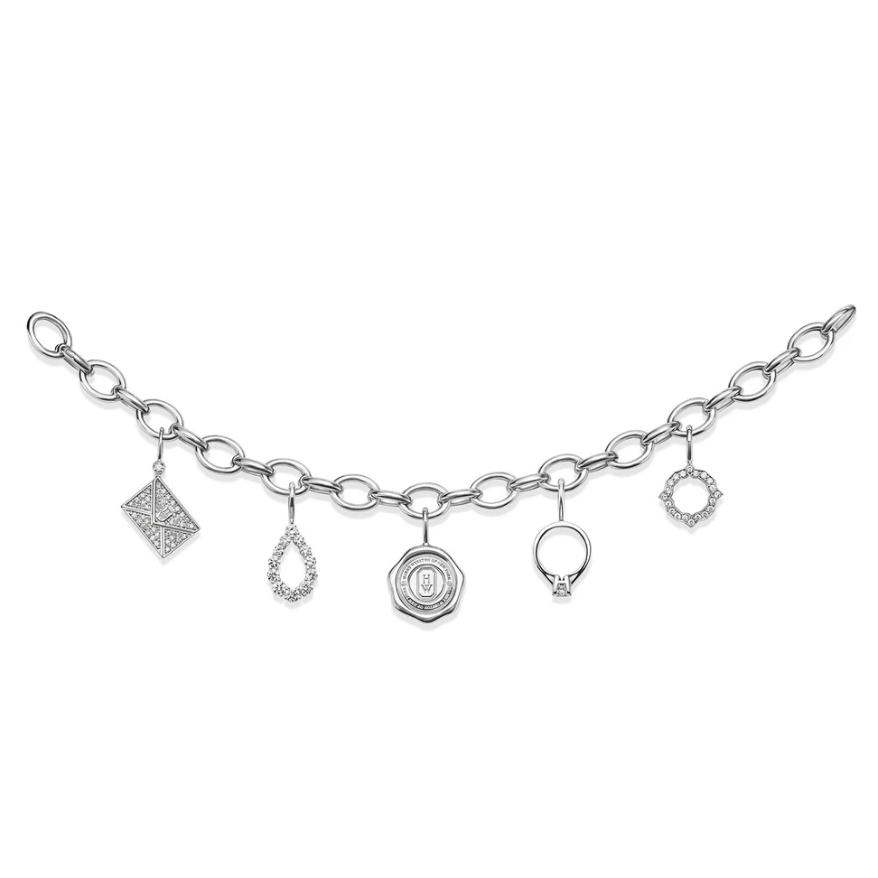 <p>Harry Winston charm bracelet in platinum and diamonds</p>