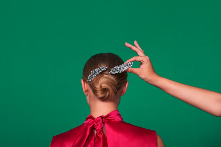 <p>Hemmerle pair of diamond brooch hair clips</p>