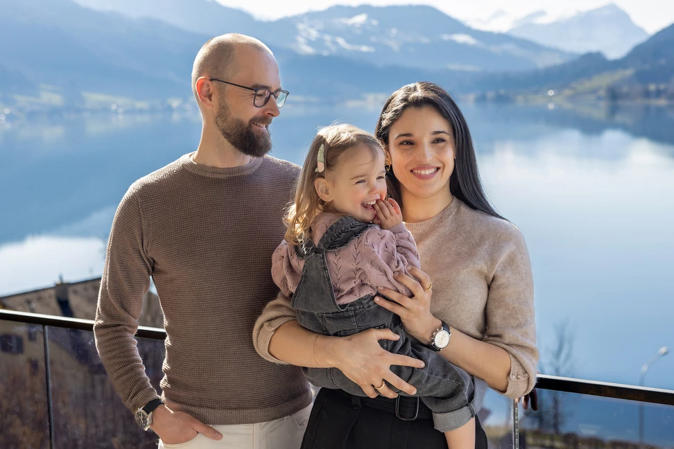 <p>Imane Karboussi and Frederik Strange of Cherituelle with their daughter</p>

