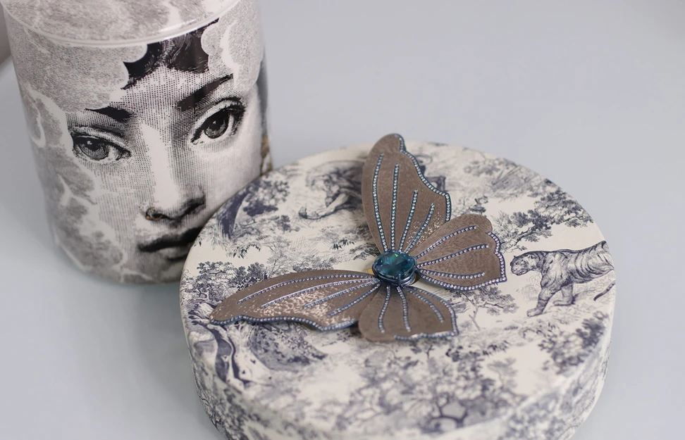 <p>Katerina Perez believes her statement butterfly earring is a talisman of confidence and positivity</p>
