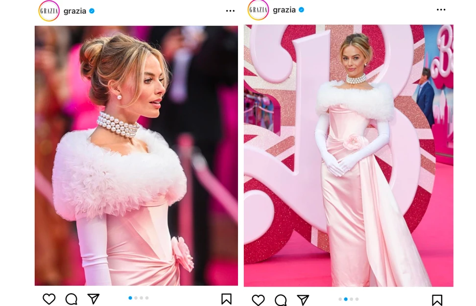 <p>Margot Robbie attends the European Premiere of Barbie wearing a three-strand pearl choker by Assael</p>

