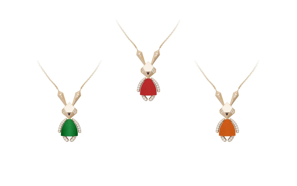 <p>Mayiana MY Affection pendants with diamonds set in 18K rose gold and colourful aluminium </p>