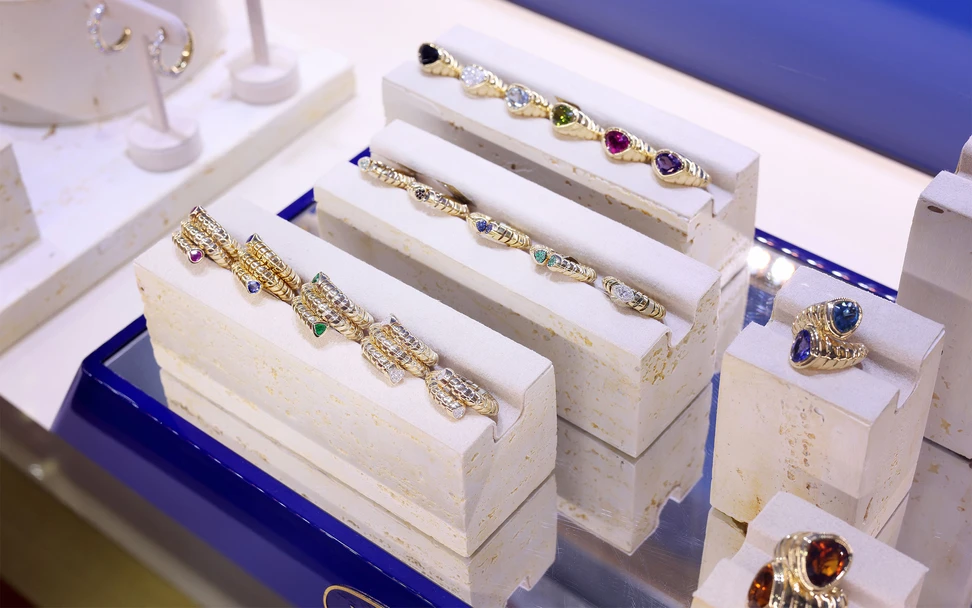 <p>An array of rings from the Marina B Trisolina collection</p>