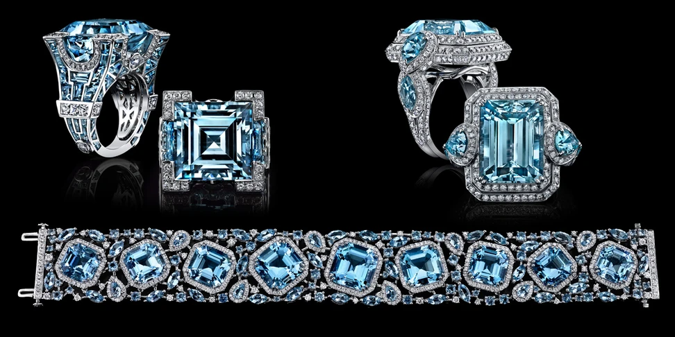 <p>Robert Procop jewellery with topaz, aquamarines and diamonds from the Parisian Collection</p>
