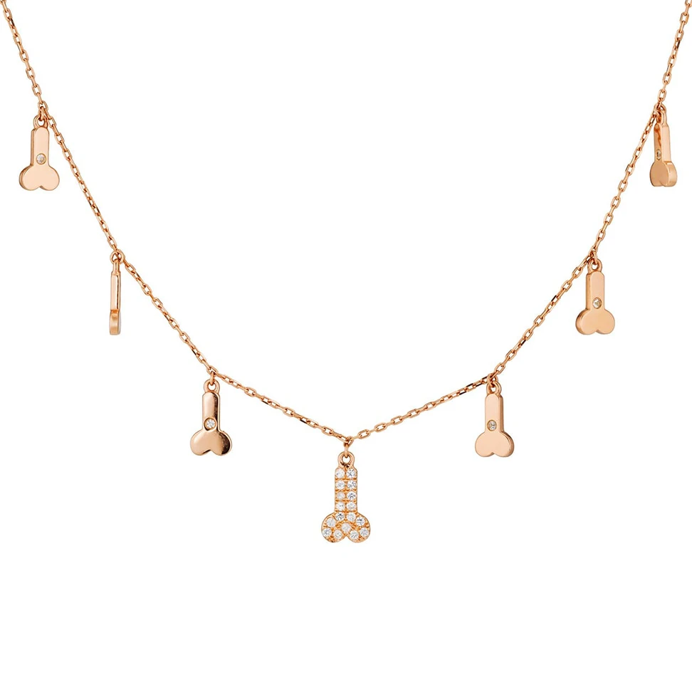 <p>Runa Jewelry Lingam necklace with sapphires in rose gold</p>
