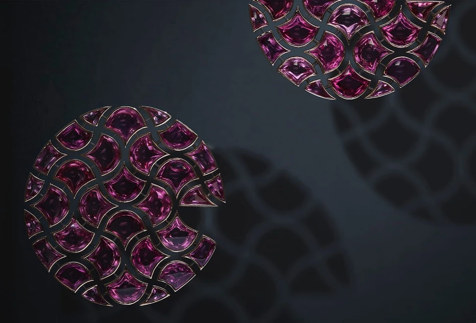 <p>Spinel &amp; Fancy Colored Diamond Ear Clips, by BHAGAT</p>

