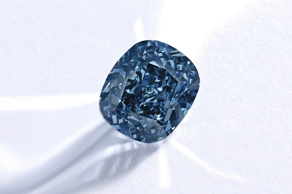 <p>The 12.03 carat internally flawless &#8216;Blue Moon of Josephine&#8217; diamond</p>
