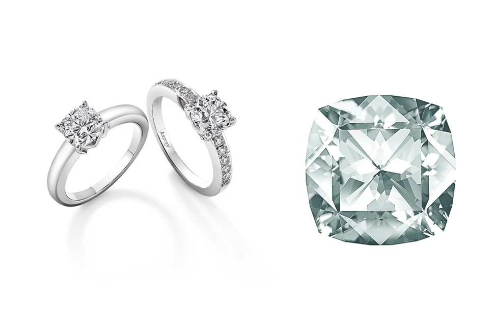 <p>The Asprey cut created by Gabi Tolkowsky. Asprey rings and a faceted diamond</p>