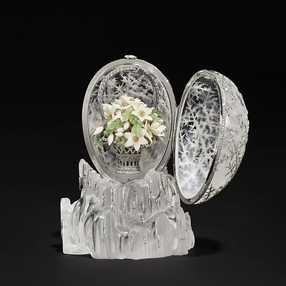 <p>Comissioned by Tsar Nicholas II in 1913, the rock crystal masterpiece set a new world auction record for any work by Fabergé</p>