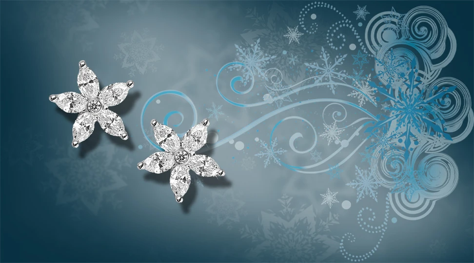 <p>David Morris White Marquise and brilliant cut Diamond Illusion set star studs £2,500 set in 18K white gold</p>