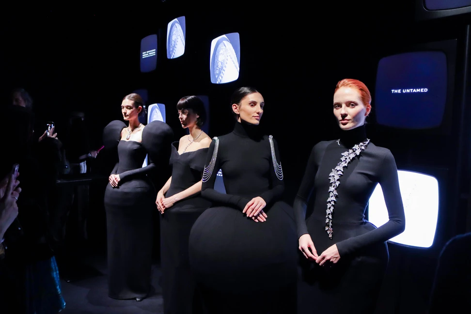 <p>Models wear a series of custom-made gowns to complement the latest jewels in the Boucheron Histoire de Style ‘Nom: Boucheron Prénom: Frédéric’ High Jewellery collection</p>