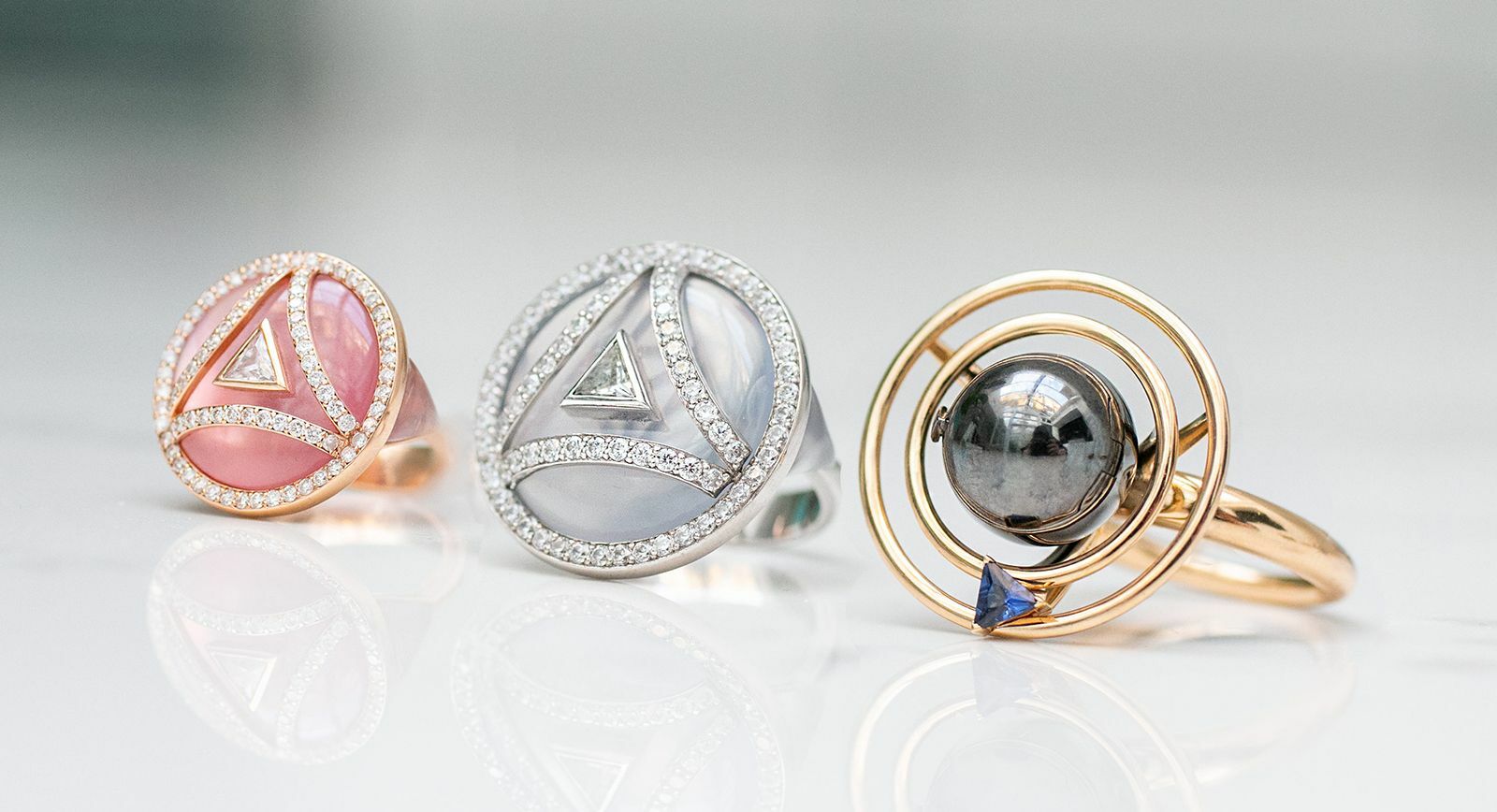 Maya Gemstones triangular gem cut rings