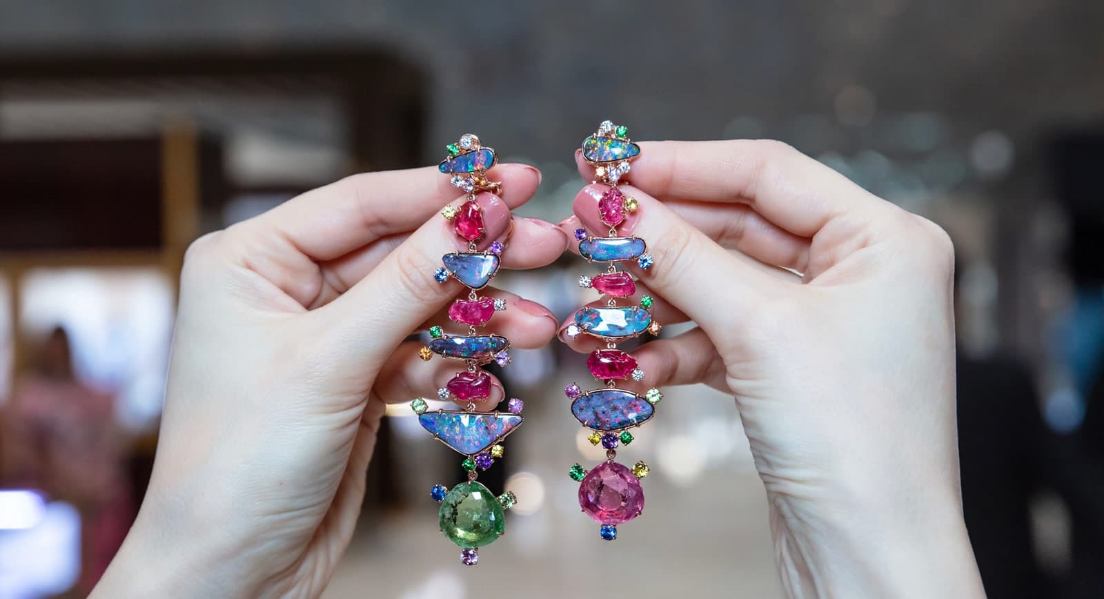 coloured gemstones earrings