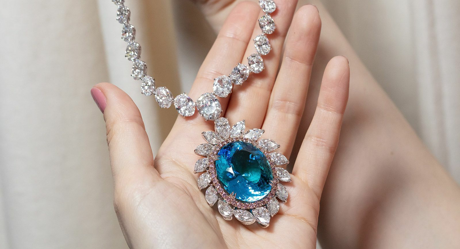 Dehres Mozambique tourmaline pendant necklace with diamonds