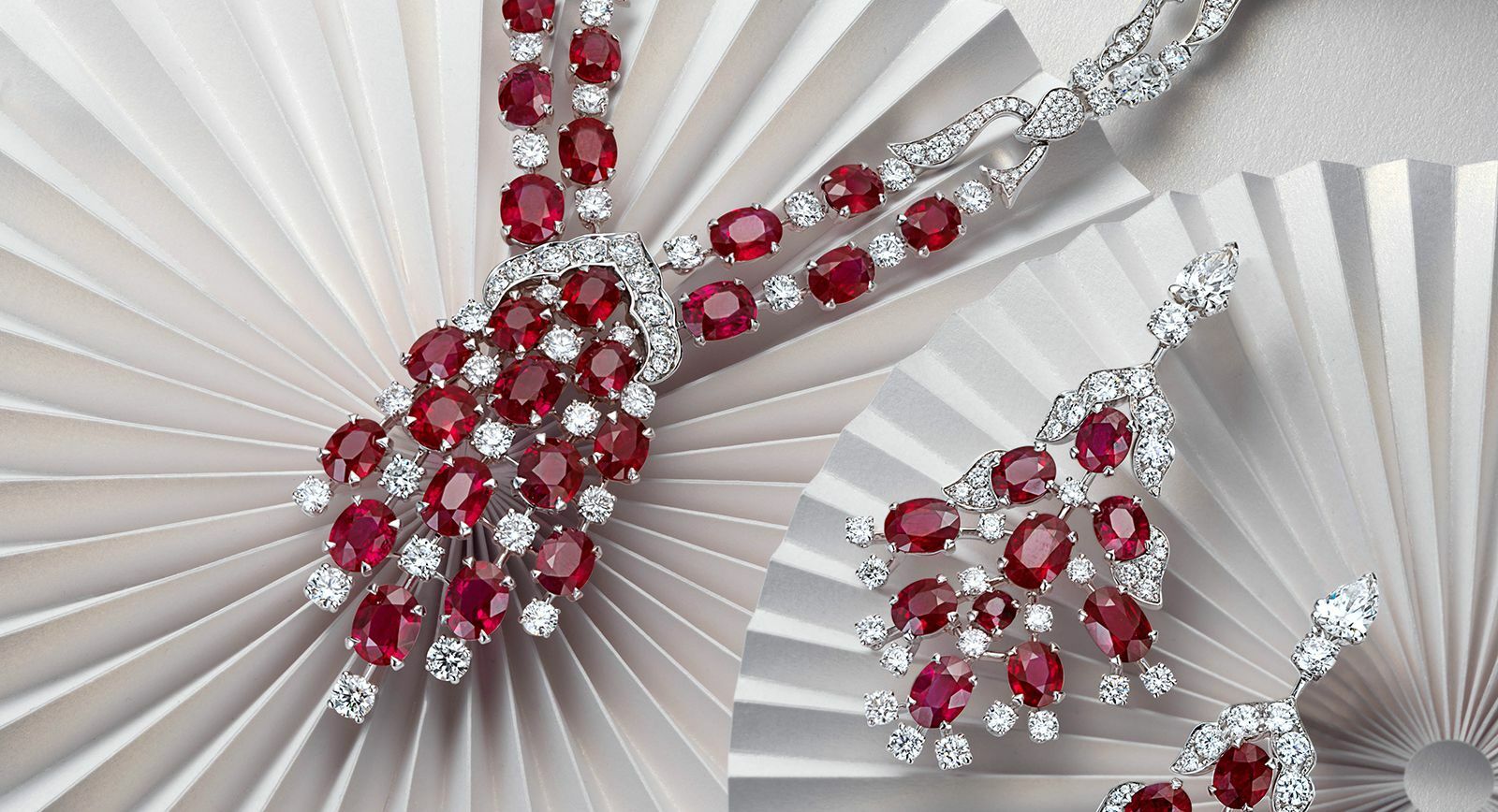 David Morris ruby and diamond jewellery suite