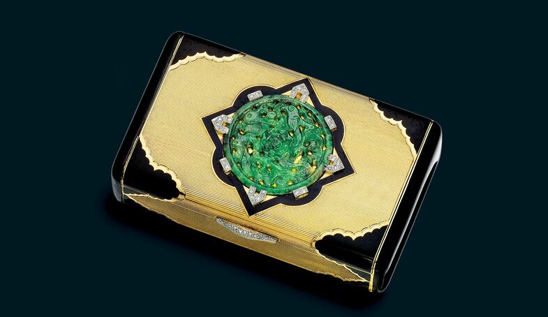 S2x1 a vanity affair art deco jade enamel and diamond cigarette cases by cartier 1929