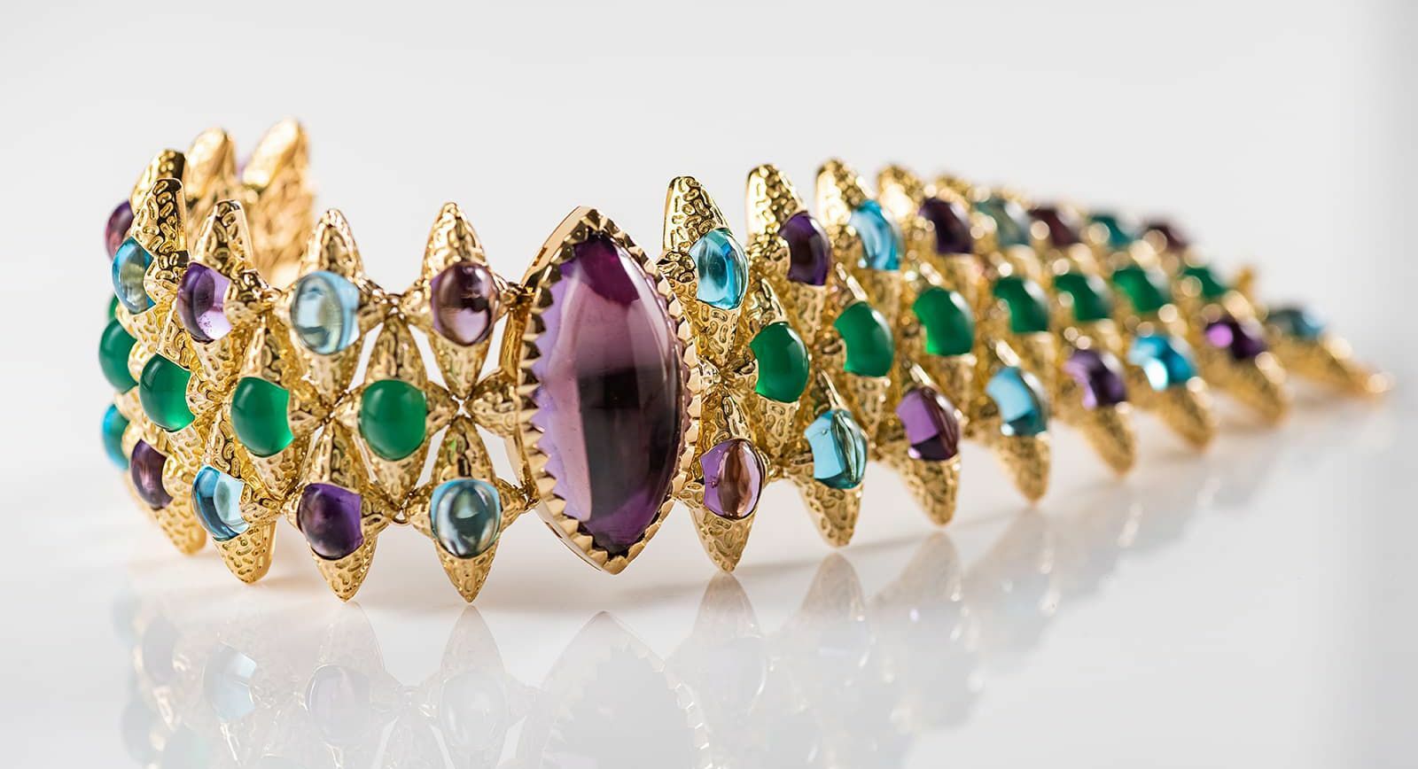 WITR amethyst, topaz and emerald bracelet