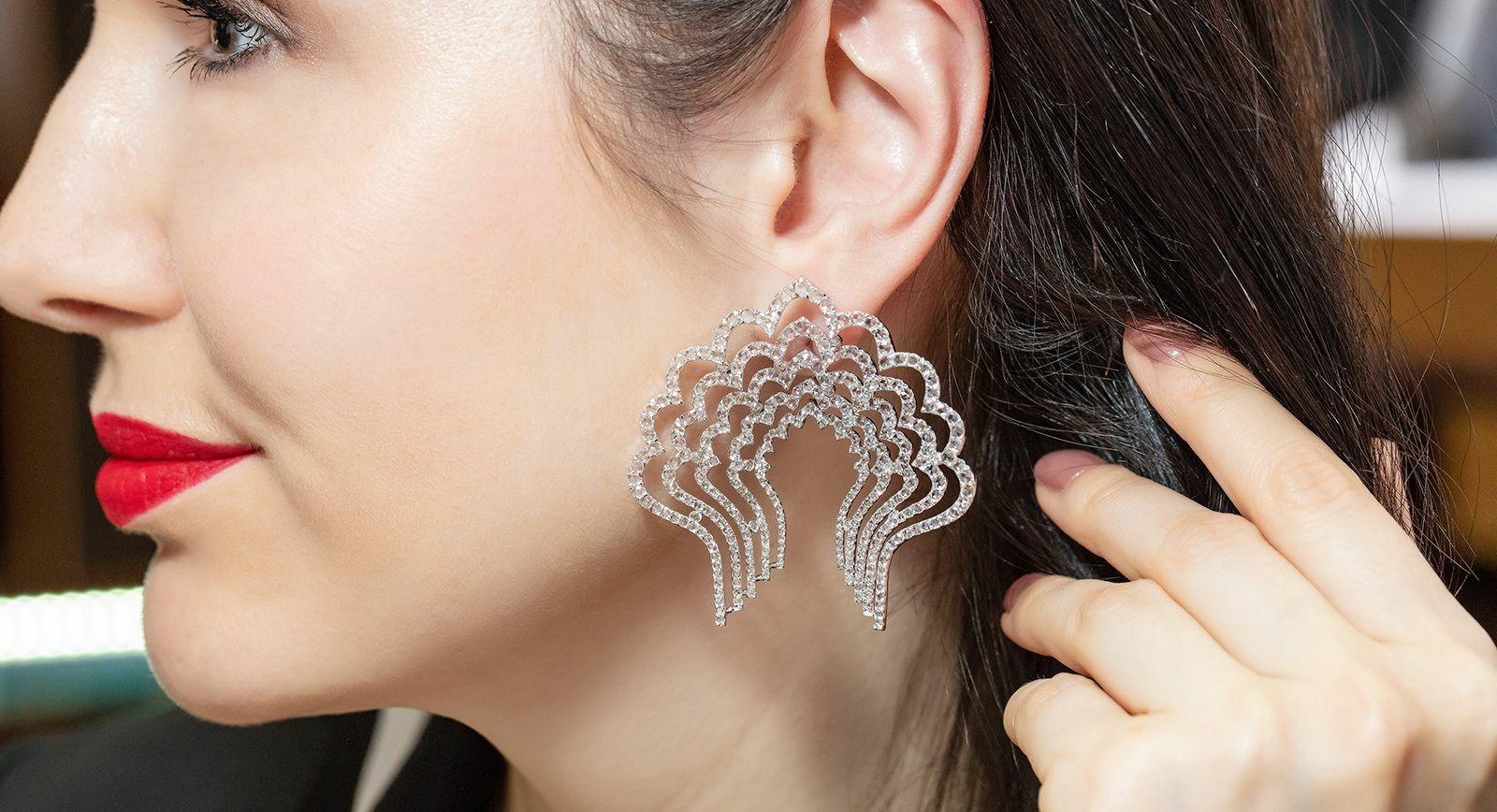 VAK Jewels diamond arch earrings