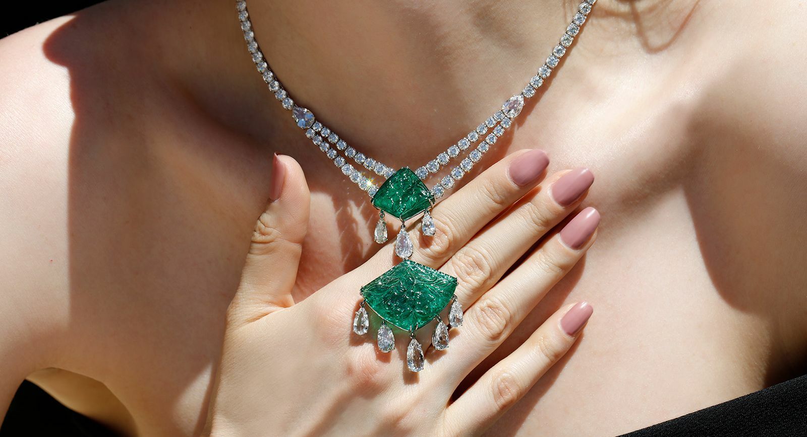 Large emerald designs from famous fine jewellery brands