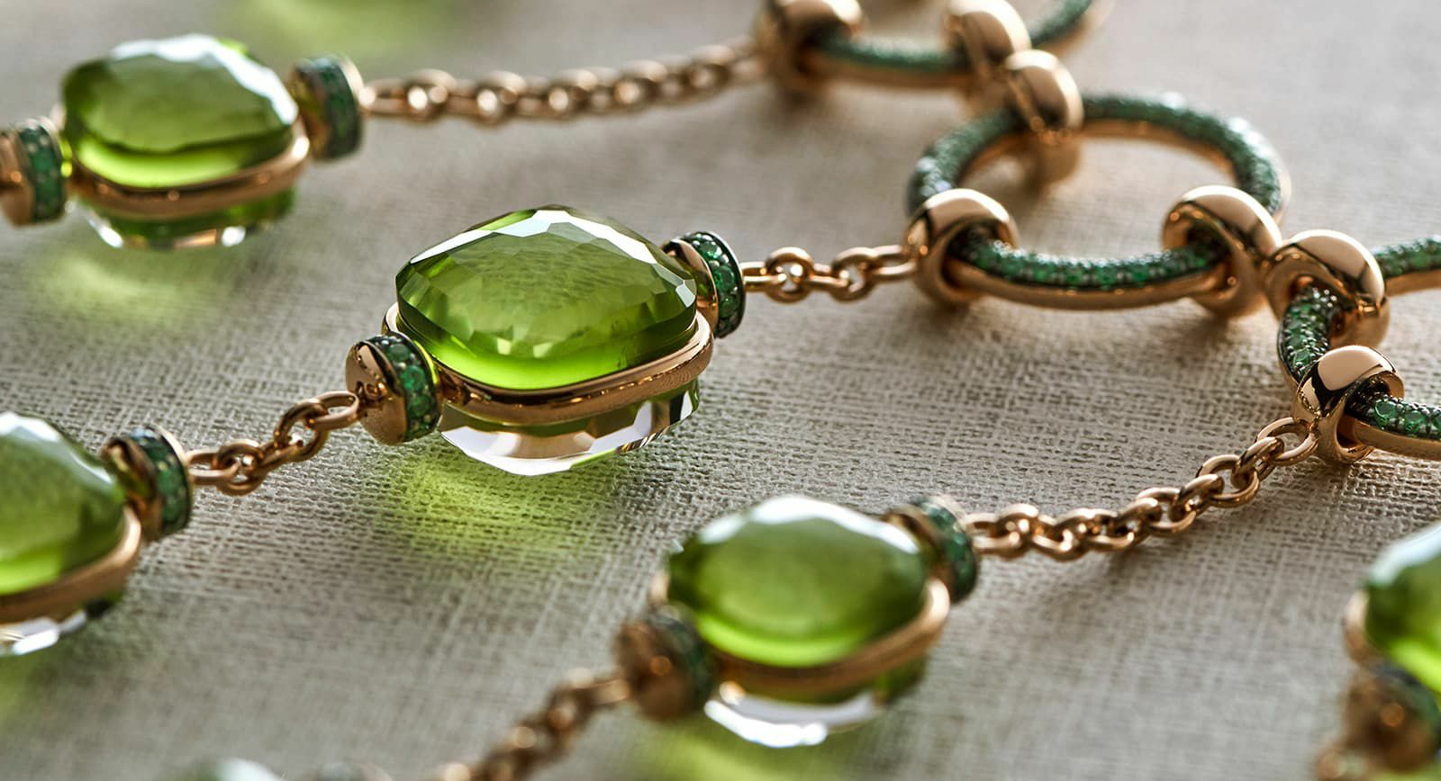 Pomellato Nudo Cascade necklace with peridots, quartz and green tsavorite