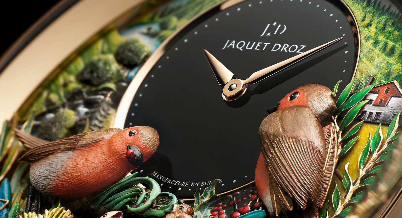 Jaquet Droz Bird Repeater 300th Anniversary Edition watch with three-dimensional robins 