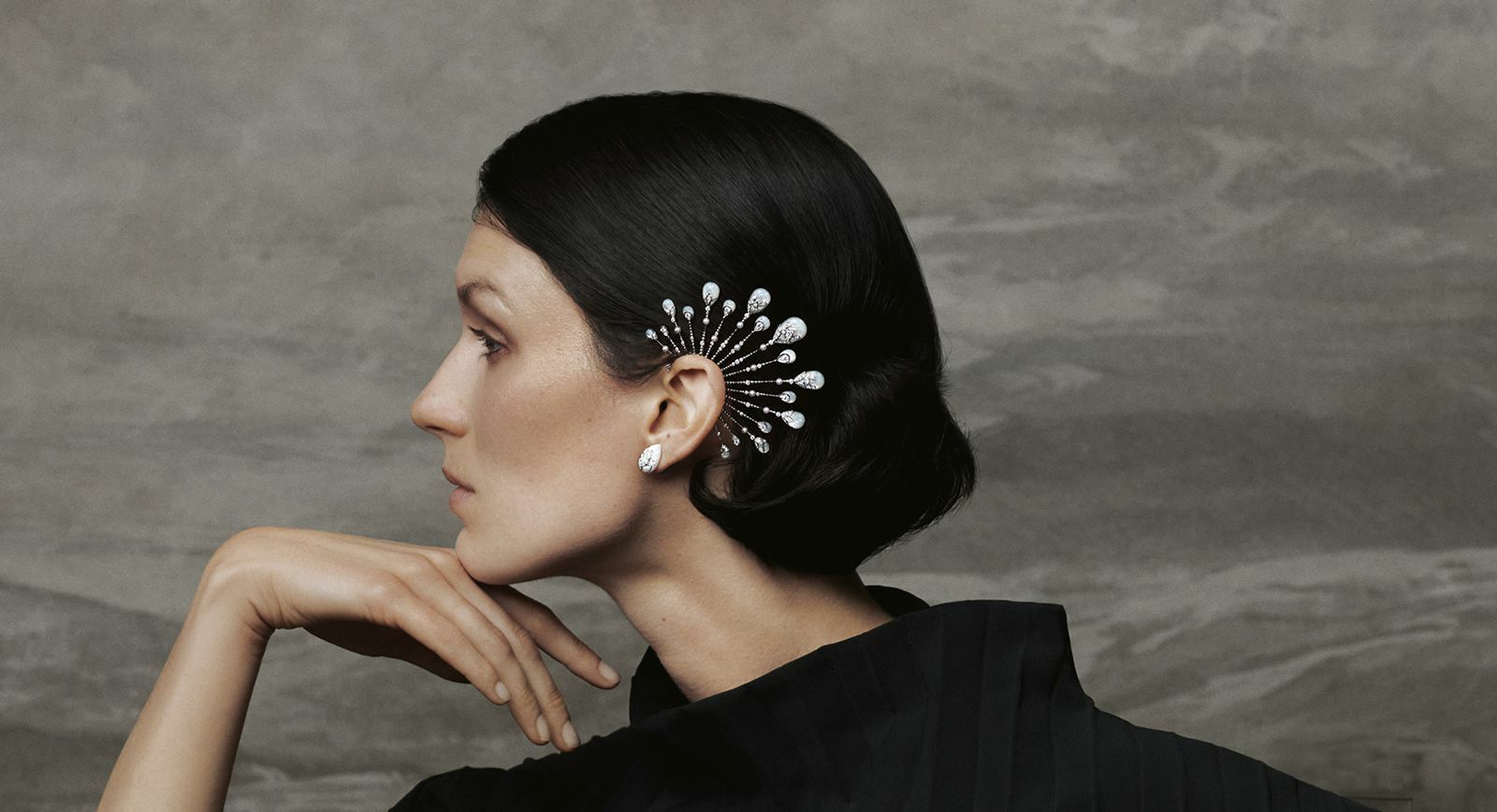 Boucheron New Padma Nacre asymmetrical earrings from the Histoire de Style New Maharajahs High Jewellery Collection