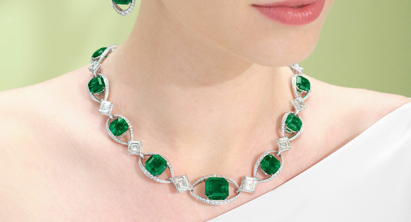 Shop Rubans Silver Plated Necklace Set With American Diamonds And Green  Stones. Online at Rubans