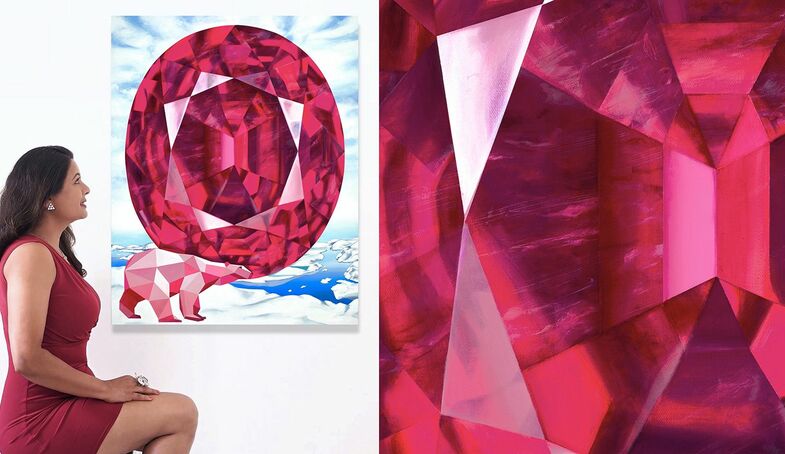 S2x1 reena aluwahlia x greenland ruby banner fire under ice greenland ruby painting by reena ahluwalia 2