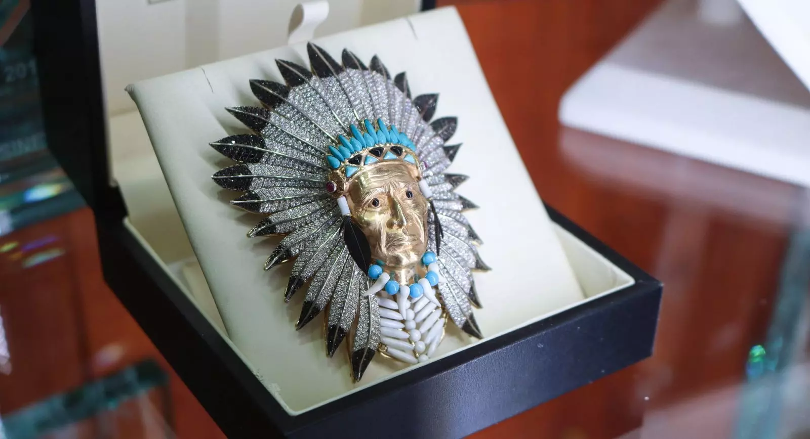 Ricardo Basta Native American Indian Chief brooch 