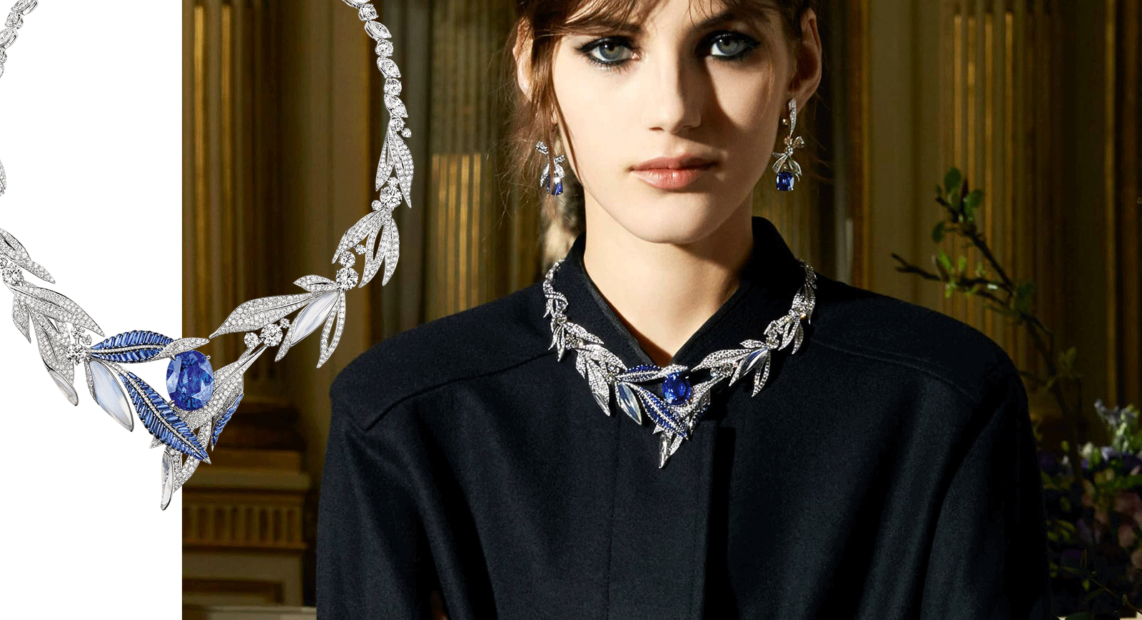 Laurel Firmament Apollinien Burmese sapphire and moonstone necklace, Chaumet