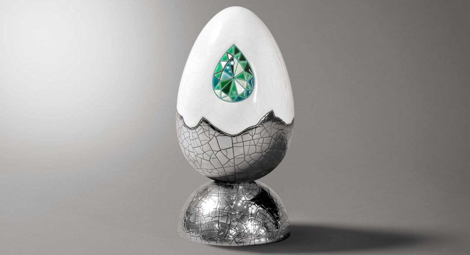 Majestic Enamel by Longwy Decorates Easter Eggs with Gemstones