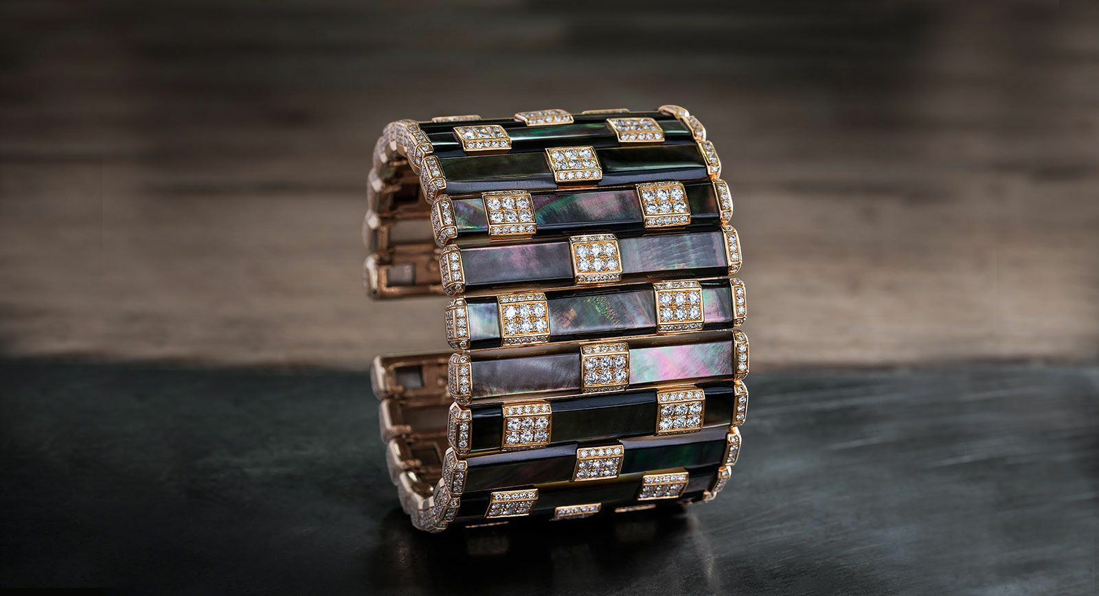 Maison Tabbah mother of pearl and diamond cuff