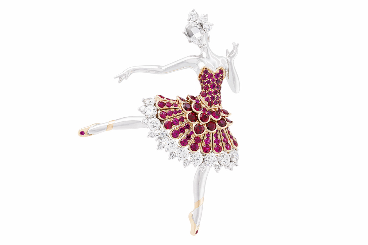 Брошь Van Cleef&Arpels Ballerine с рубинами и бриллиантами