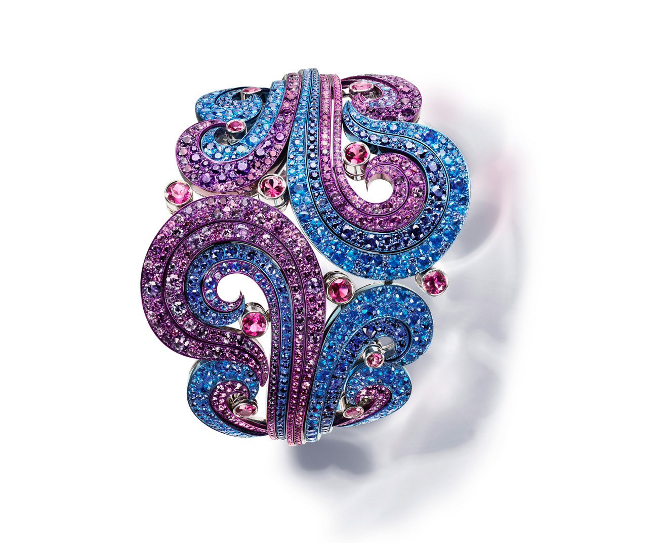 Chopard Red Carpet 2017 titanium bracelet with amethysts, rubellite, blue sapphires and lazulites 