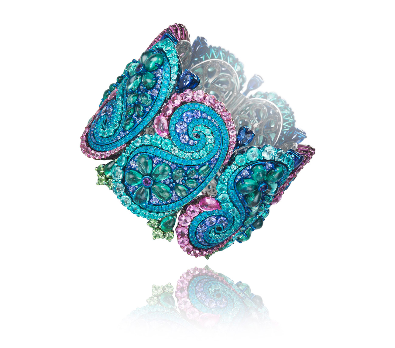  Chopard Red Carpet 2017 titanium bracelet with blue and pink sapphires, Paraiba tourmalines, tsavorites, tanzanites, apatites and amethysts