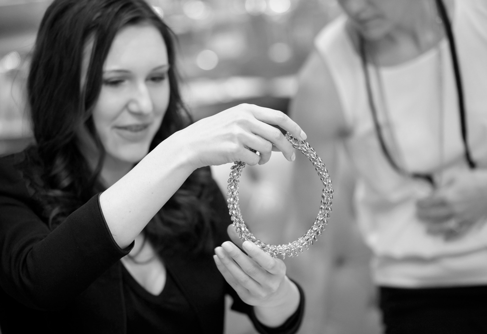  Katerina Perez looking at jewellery from one of the categories