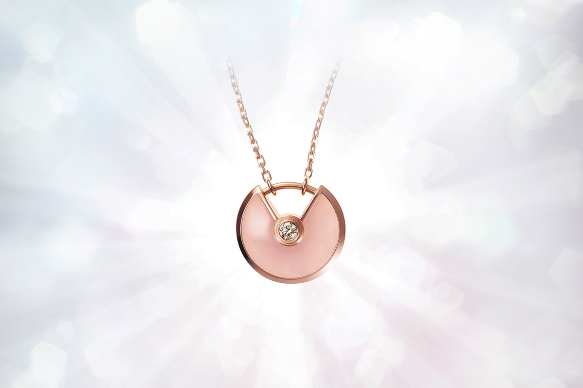 cartier amulette necklace pink opal