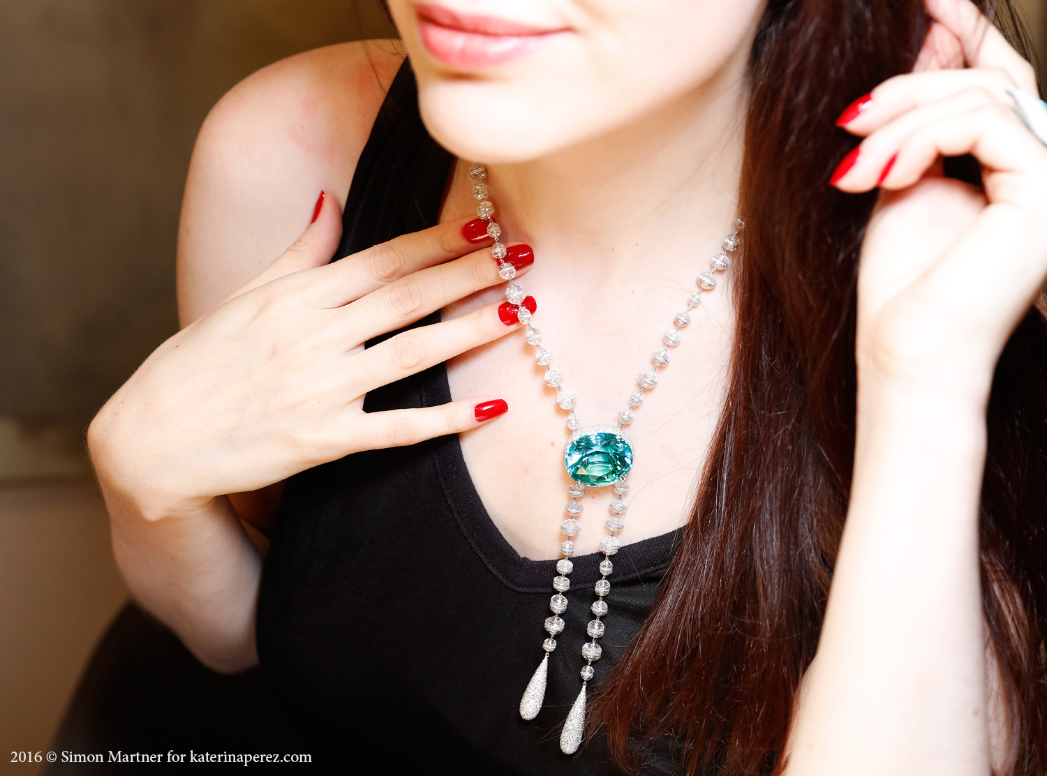 Boghossian necklace with paraiba-type tourmaline 62.75 carats from Mozambique and diamonds