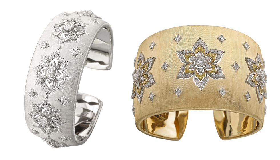  Buccellati Opera cuff bracelets with rigato engraving