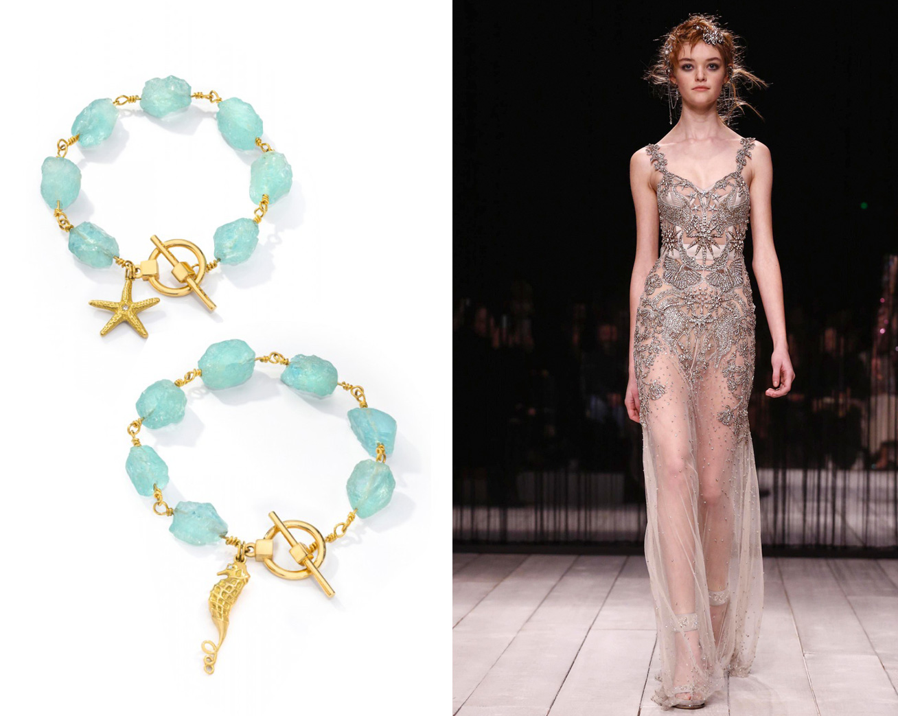  LJD Designs Aquamarine Charm Toggle Bracelet – £1,990 with Alexander McQueen