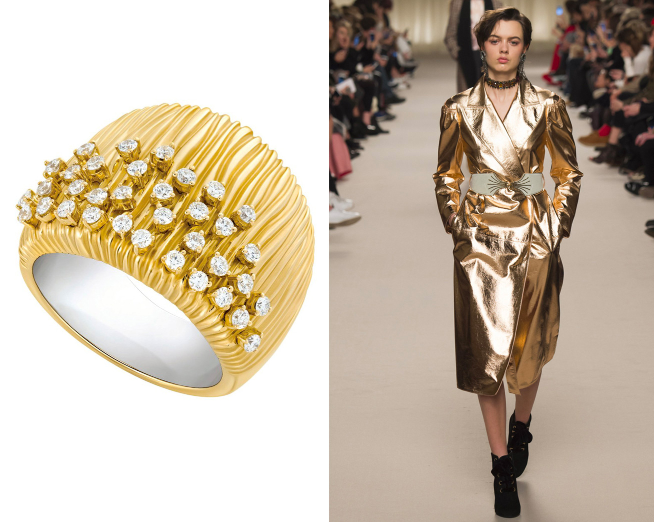  Hueb Plisse Yellow Gold Ring – £5,200 with Lanvin