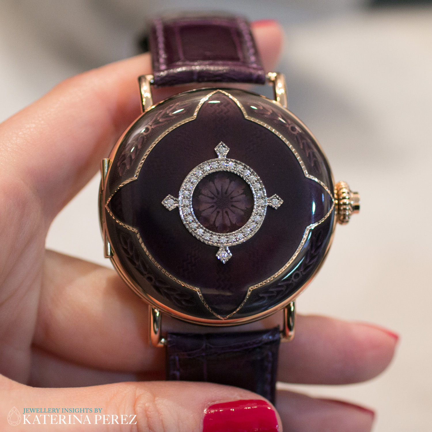  H. Moser & Cie Heritage Tourbillon Skeleton Watch Engraved Enamel Studded with Diamonds