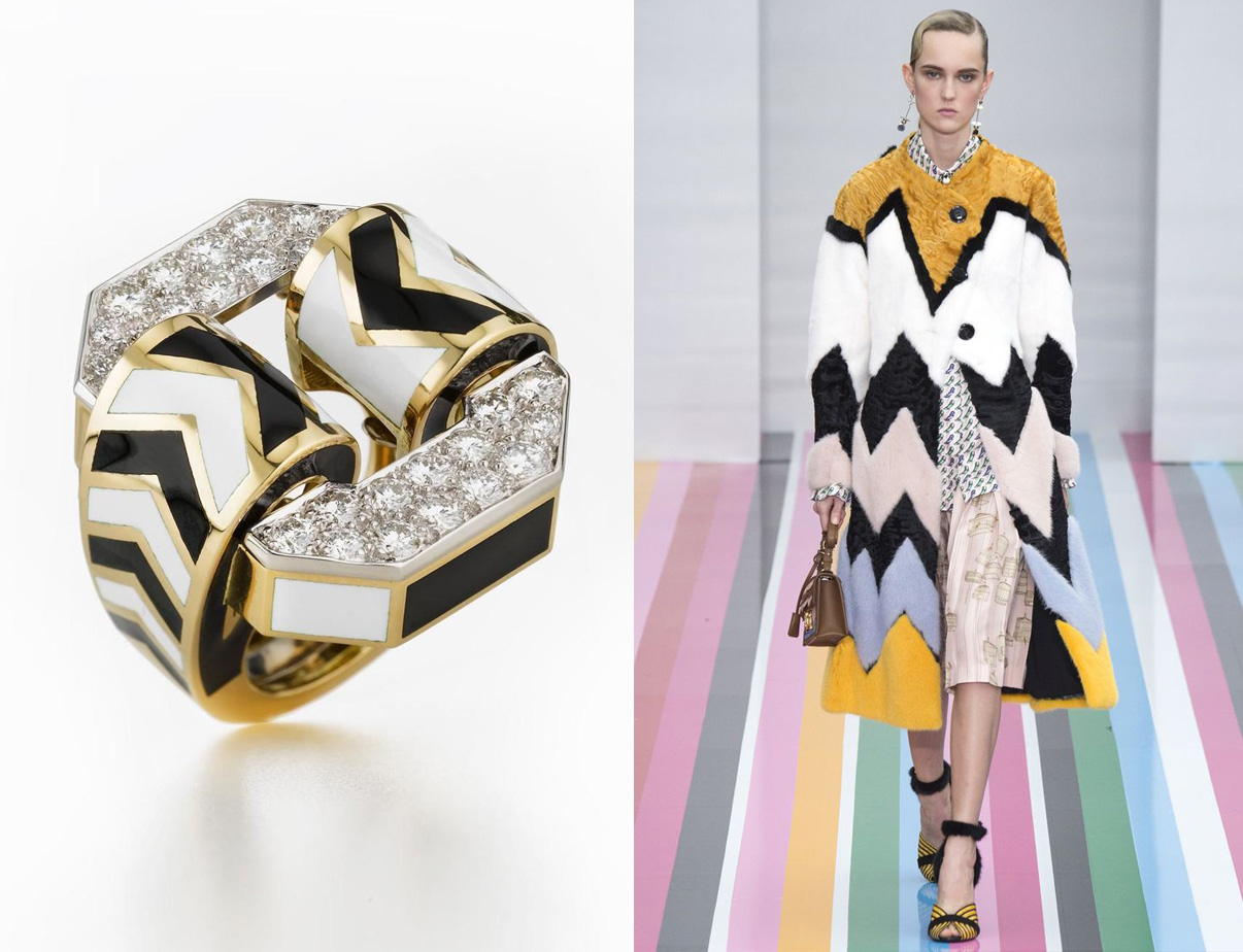 David Webb Chevron Ring and Salvatore Ferragamo