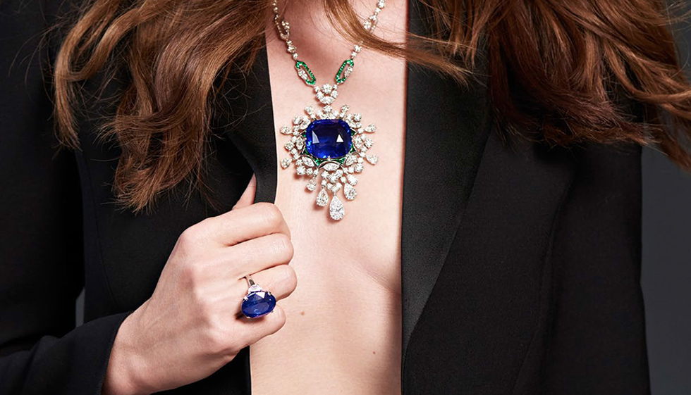 Bulgari Love’s Paradise sautoir with 125-carat cushion-cut sapphire, emeralds and diamonds
