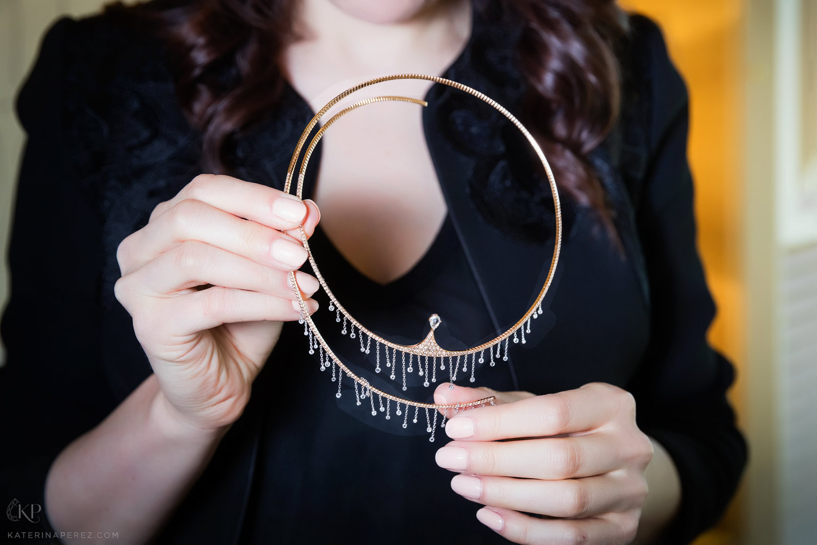  Mike Joseph Waterfall necklace in gold and diamonds